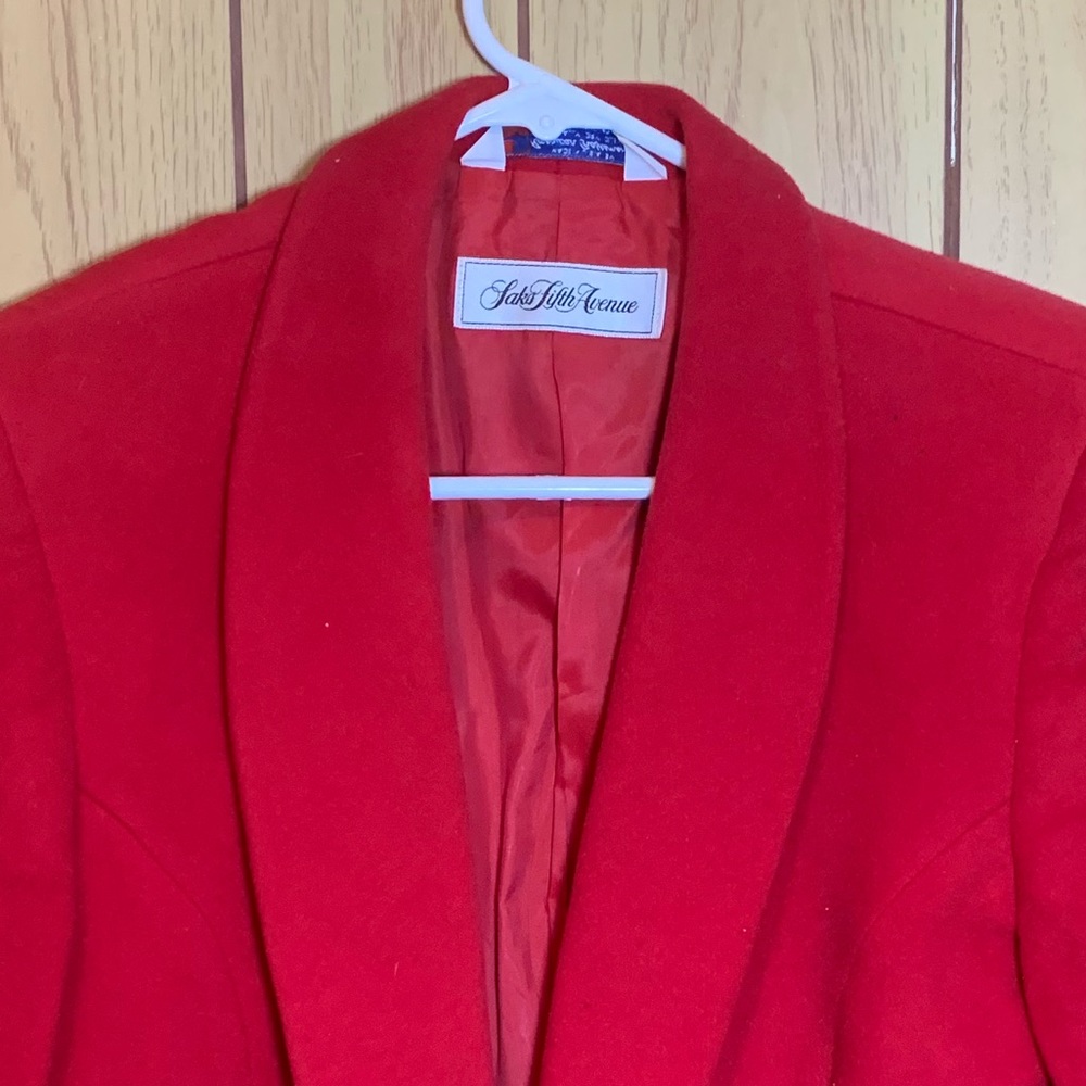 Saks Fifth Avenue Red Peacoat - Good Condition